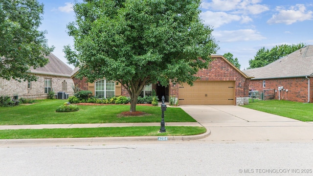 4204 N Maple Pl, Broken Arrow, OK 74012 - view of front of property featuring brick siding, an attached garage, concrete driveway, and a front yard