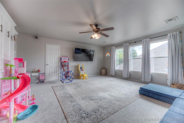 7349 E 119th Pl S, Bixby, OK 74008 - recreation room with carpet flooring and ceiling fan
