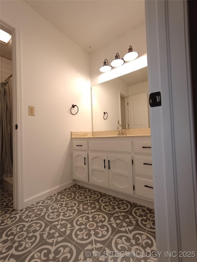 804 W Glendale St, Broken Arrow, OK 74011 - full bathroom with vanity, a shower with shower curtain, and tile patterned floors