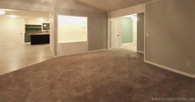 804 W Glendale St, Broken Arrow, OK 74011 - unfurnished living room with lofted ceiling and carpet flooring