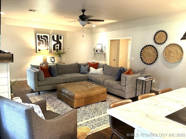 417292 E 1145th Rd, Eufaula, OK 74432 - living room with ceiling fan and wood finished floors