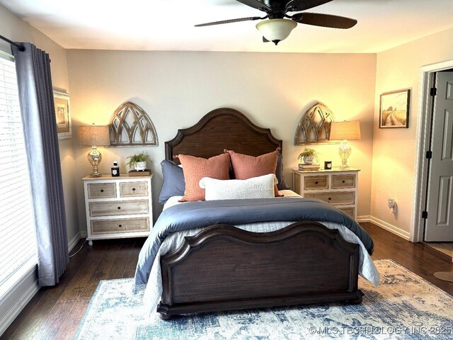 417292 E 1145th Rd, Eufaula, OK 74432 - bedroom featuring wood finished floors and ceiling fan