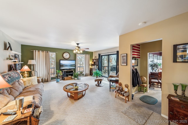 2219 Hart Cove Dr, Grove, OK 74344 - living area featuring carpet and ceiling fan