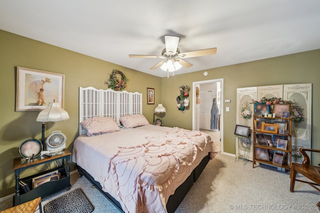 2219 Hart Cove Dr, Grove, OK 74344 - bedroom with light colored carpet and ceiling fan