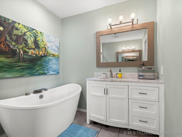 105 Quail Creek Ln, Skiatook, OK 74070 - full bath with vanity, a soaking tub, and tile patterned floors
