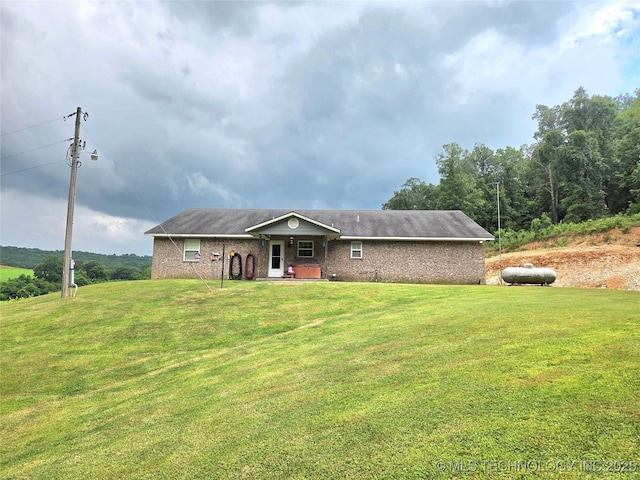 76654 S 4695, Stilwell, OK 74960 - view of front of home featuring a front lawn and brick siding