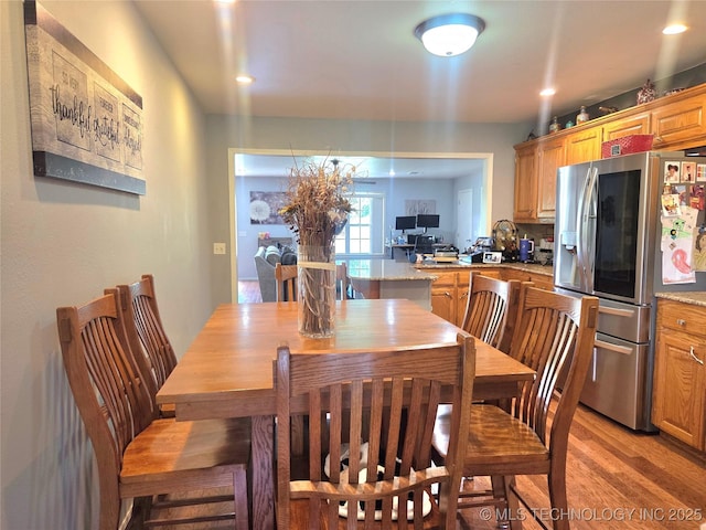 76654 S 4695, Stilwell, OK 74960 - dining space featuring light wood-style flooring and recessed lighting