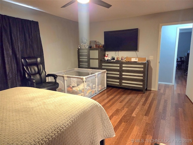 76654 S 4695, Stilwell, OK 74960 - bedroom featuring wood finished floors and a ceiling fan