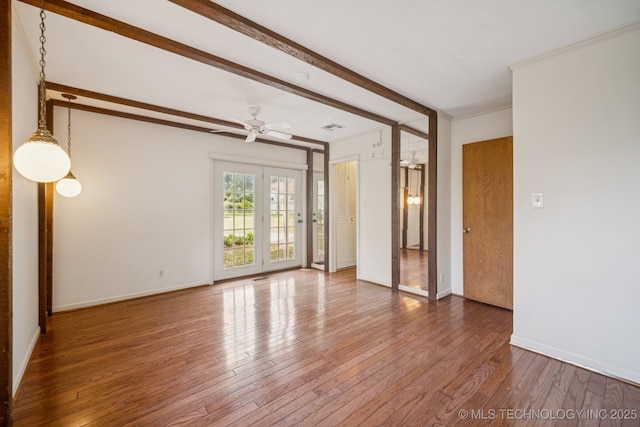 1234 S 101st E Ave, Tulsa, OK 74128 - spare room with wood finished floors, a ceiling fan, and crown molding