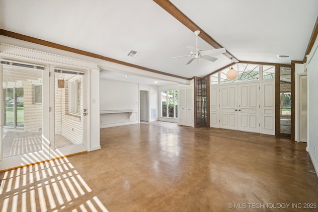 1234 S 101st E Ave, Tulsa, OK 74128 - unfurnished living room with concrete flooring and ceiling fan