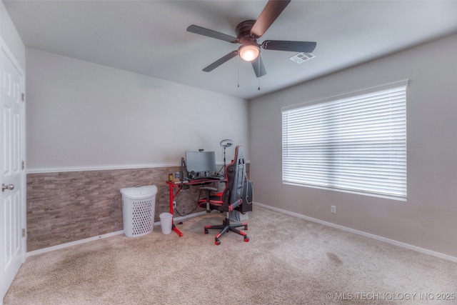3711 S 151st E Ave, Tulsa, OK 74134 - office with ceiling fan and carpet flooring