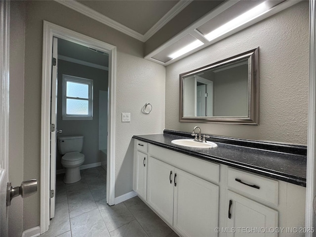 1704 Town And Country Rd, Sand Springs, OK 74063 - bathroom featuring crown molding, vanity, and tile patterned floors