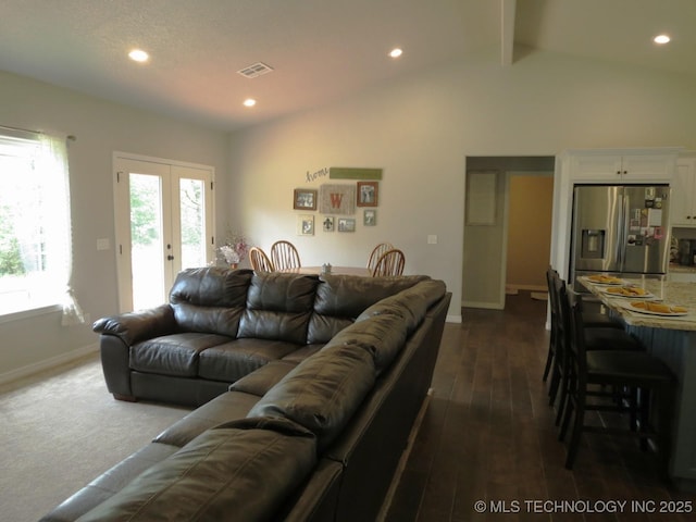 504 Blocker Rd, Mcalester, OK 74501 - living area featuring recessed lighting, french doors, and dark wood-style floors