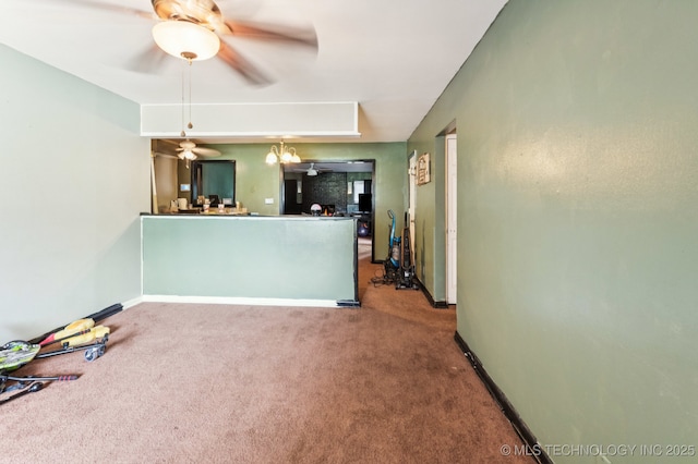2548 Tull Pl, Muskogee, OK 74403 - kitchen with carpet flooring and ceiling fan