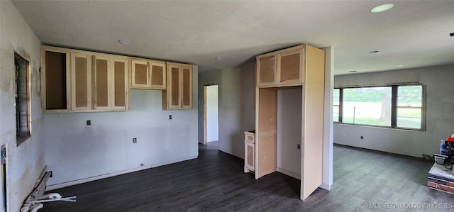 14505 S 145th E Ave, Bixby, OK 74008 - kitchen with dark wood finished floors, recessed lighting, and light brown cabinetry
