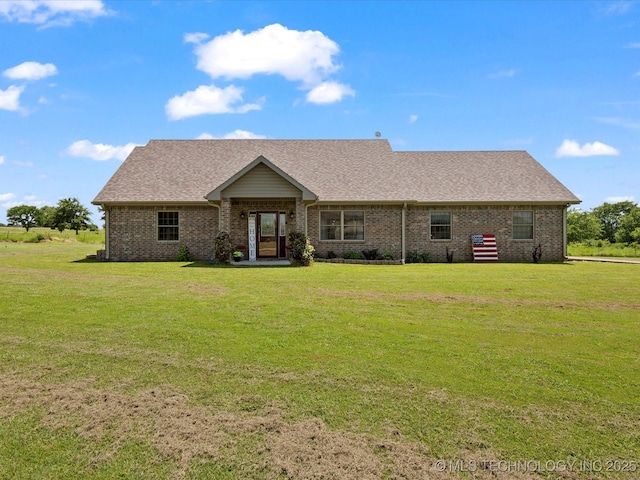 16145 Ew 255 Rd, Nowata, OK 74048 - ranch-style home featuring a front lawn, brick siding, and a shingled roof