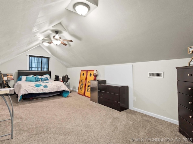 16145 Ew 255 Rd, Nowata, OK 74048 - bedroom featuring carpet flooring, lofted ceiling, and ceiling fan