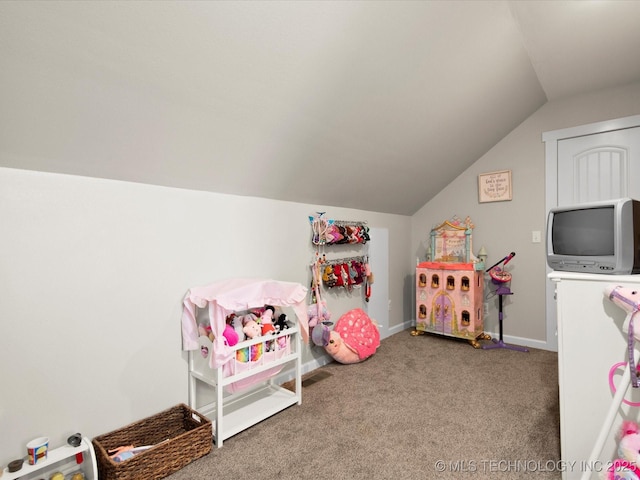 16145 Ew 255 Rd, Nowata, OK 74048 - rec room featuring lofted ceiling and carpet floors