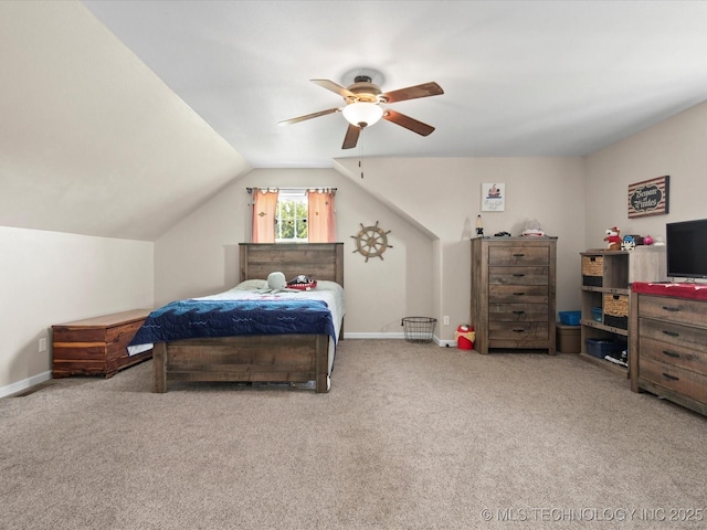 16145 Ew 255 Rd, Nowata, OK 74048 - bedroom with carpet floors, ceiling fan, and vaulted ceiling