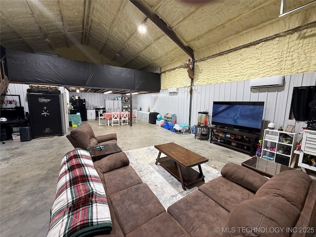 557 High Point Ln, Skiatook, OK 74070 - living area with concrete floors and a wall mounted AC