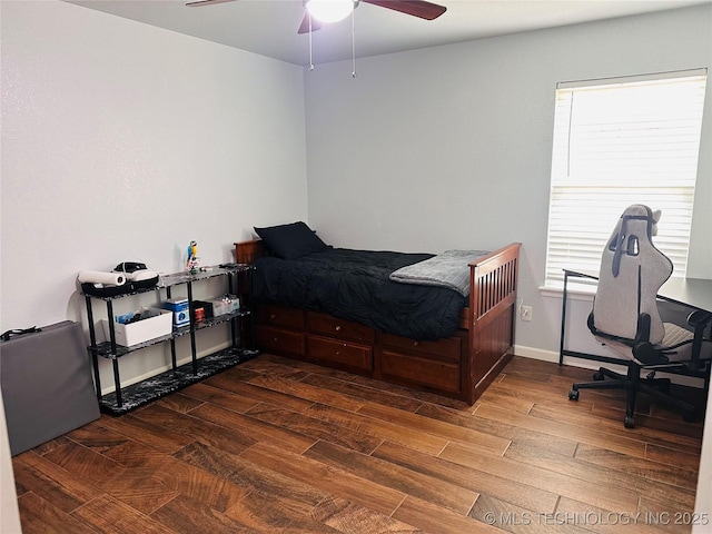 10219 N 119th E Ave, Owasso, OK 74055 - bedroom featuring wood finished floors, multiple windows, and ceiling fan