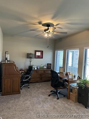 1821 W Lincoln St N, Broken Arrow, OK 74012 - office area featuring light carpet and ceiling fan