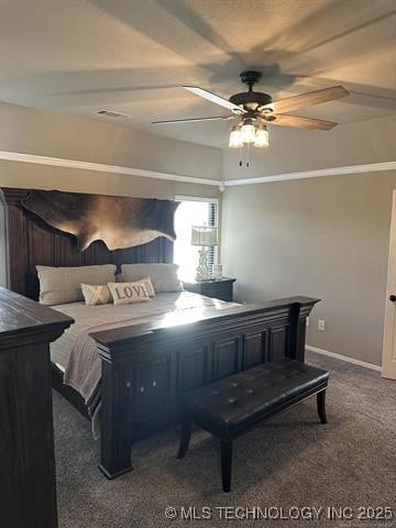 1821 W Lincoln St N, Broken Arrow, OK 74012 - bedroom with dark carpet and ceiling fan