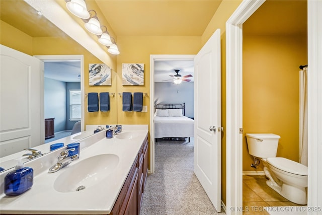 11710 S Willow St, Jenks, OK 74037 - full bathroom with ensuite bathroom, double vanity, and ceiling fan