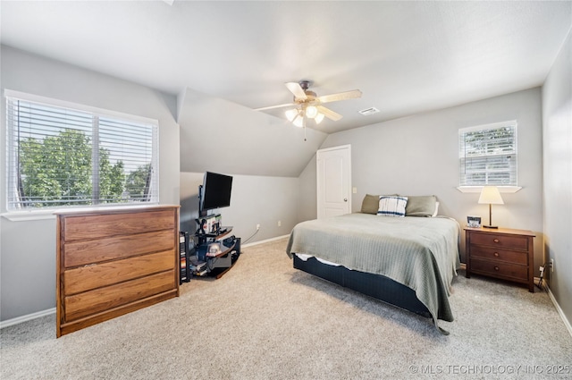 11710 S Willow St, Jenks, OK 74037 - carpeted bedroom featuring vaulted ceiling and a ceiling fan