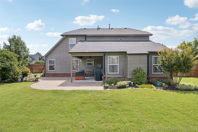 11710 S Willow St, Jenks, OK 74037 - rear view of house with a patio, a ceiling fan, and a shingled roof