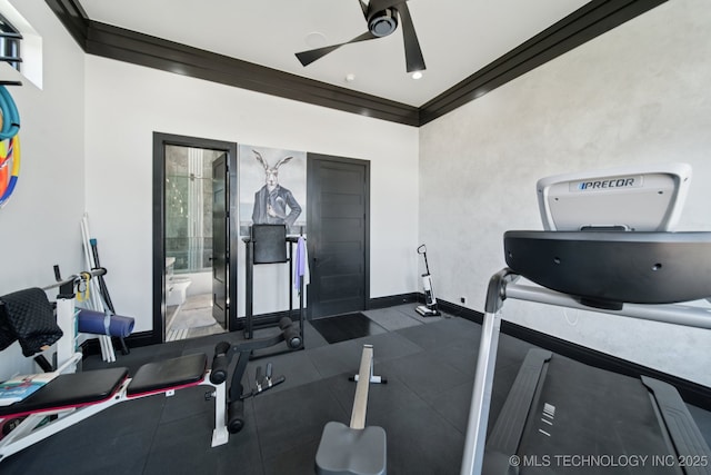 1226 W 109th Pl S, Jenks, OK 74037 - workout area with ceiling fan and baseboards