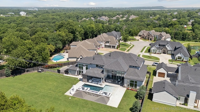 1226 W 109th Pl S, Jenks, OK 74037 - aerial perspective of suburban area with a pool