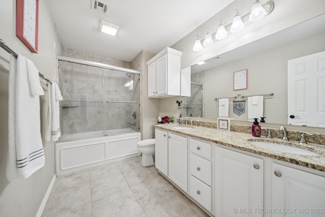 3701 W Dallas St, Broken Arrow, OK 74012 - full bathroom with double vanity and bath / shower combo with glass door
