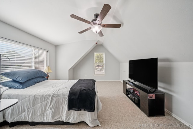 3701 W Dallas St, Broken Arrow, OK 74012 - carpeted bedroom with vaulted ceiling and ceiling fan