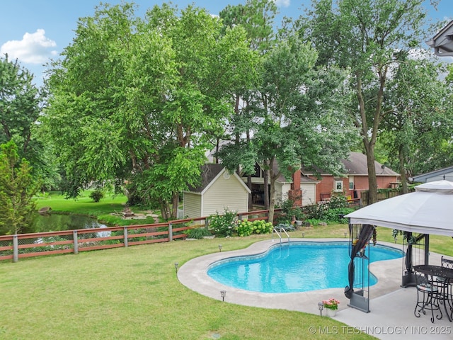 3701 W Dallas St, Broken Arrow, OK 74012 - view of swimming pool with a gazebo, a fenced backyard, and a patio