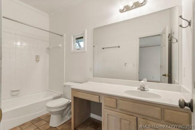 1620 S Florence Pl, Tulsa, OK 74104 - bathroom with vanity, crown molding, and tub / shower combination