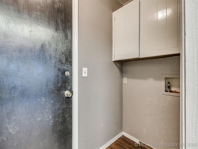 117 W Timberlane St, Broken Arrow, OK 74011 - washroom with cabinet space, washer hookup, and dark wood finished floors