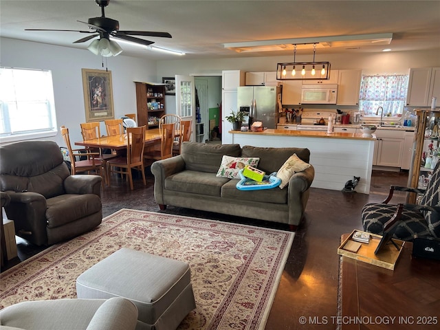 33803 S 4230th Rd, Inola, OK 74036 - living room featuring ceiling fan