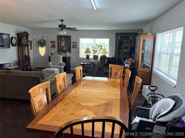 33803 S 4230th Rd, Inola, OK 74036 - dining area featuring ceiling fan