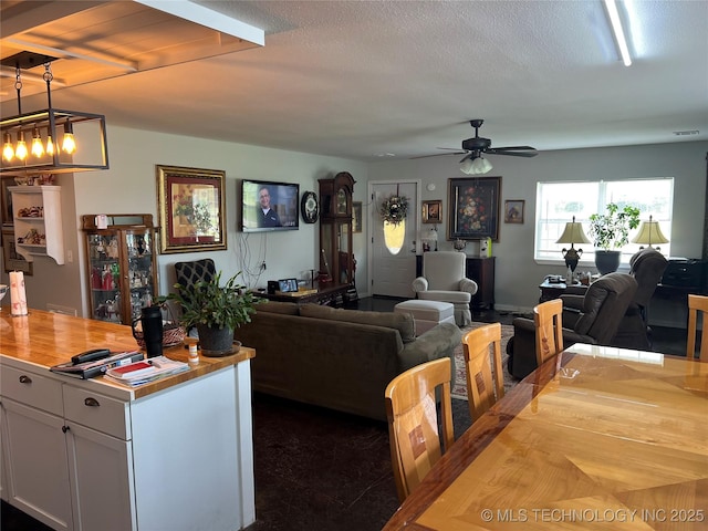 33803 S 4230th Rd, Inola, OK 74036 - living area featuring a ceiling fan