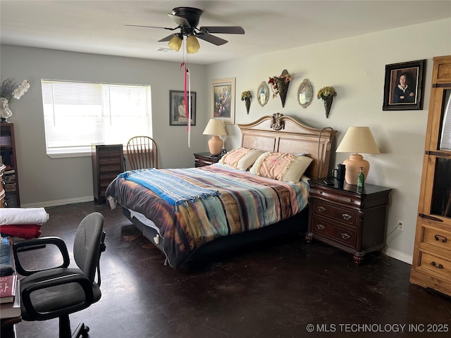 33803 S 4230th Rd, Inola, OK 74036 - bedroom featuring finished concrete floors and ceiling fan
