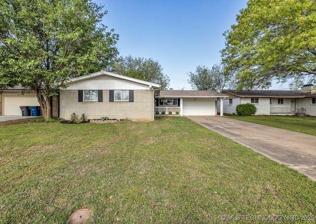4620 S Winston Ave, Tulsa, OK 74135 - ranch-style home with brick siding, a garage, driveway, and a front lawn