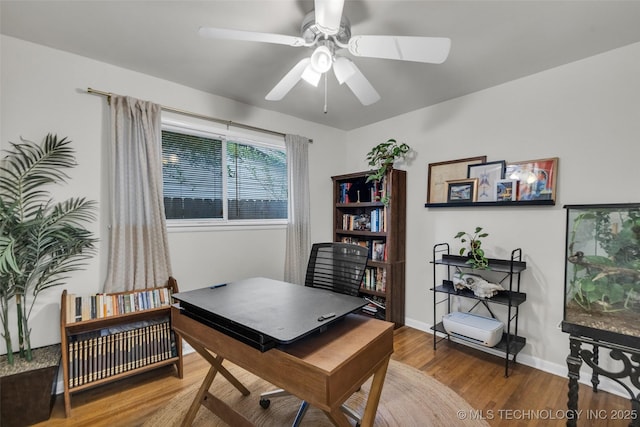 4620 S Winston Ave, Tulsa, OK 74135 - office featuring ceiling fan and wood finished floors