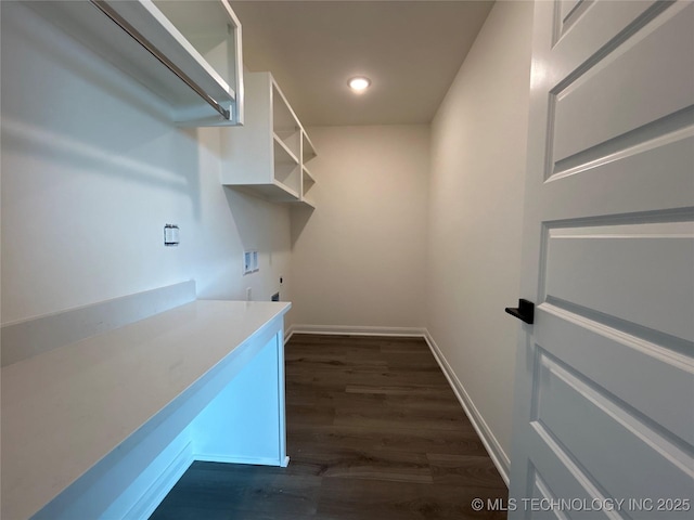 10416 E 132nd St S, Bixby, OK 74008 - laundry room featuring hookup for a washing machine, dark wood finished floors, and recessed lighting