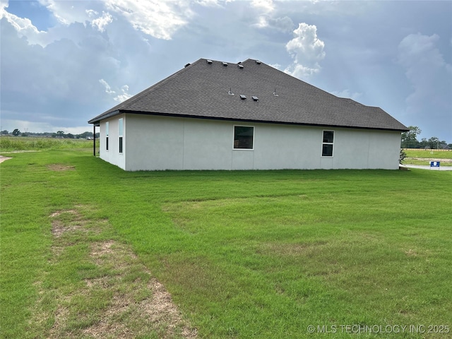 10416 E 132nd St S, Bixby, OK 74008 - view of property exterior with stucco siding, a lawn, and a shingled roof