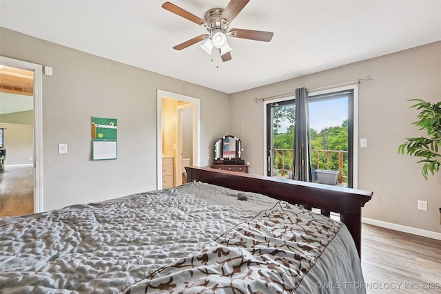 3104 Howard St, Sand Springs, OK 74063 - bedroom featuring wood finished floors, ceiling fan, and ensuite bathroom