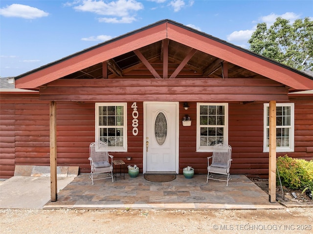 4080 Bud Dr, Sulphur, OK 73086 - entrance to property featuring faux log siding