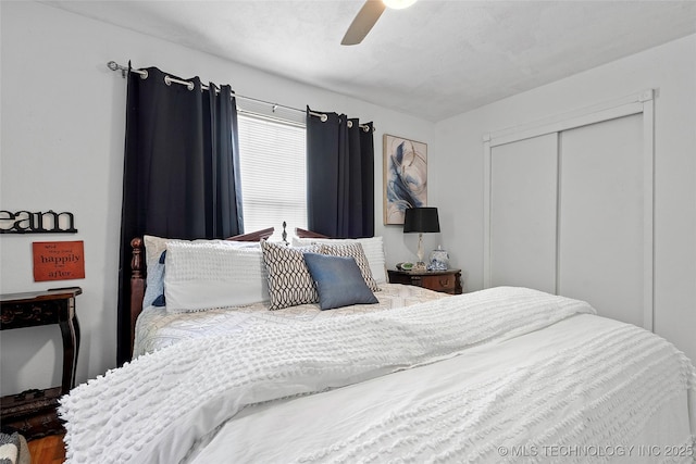 4080 Bud Dr, Sulphur, OK 73086 - bedroom featuring a closet and a ceiling fan