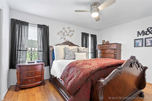 4080 Bud Dr, Sulphur, OK 73086 - bedroom featuring light wood finished floors and a ceiling fan