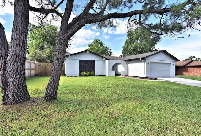 10046 E 29th St, Tulsa, OK 74129 - view of front of property with a garage, driveway, and stucco siding